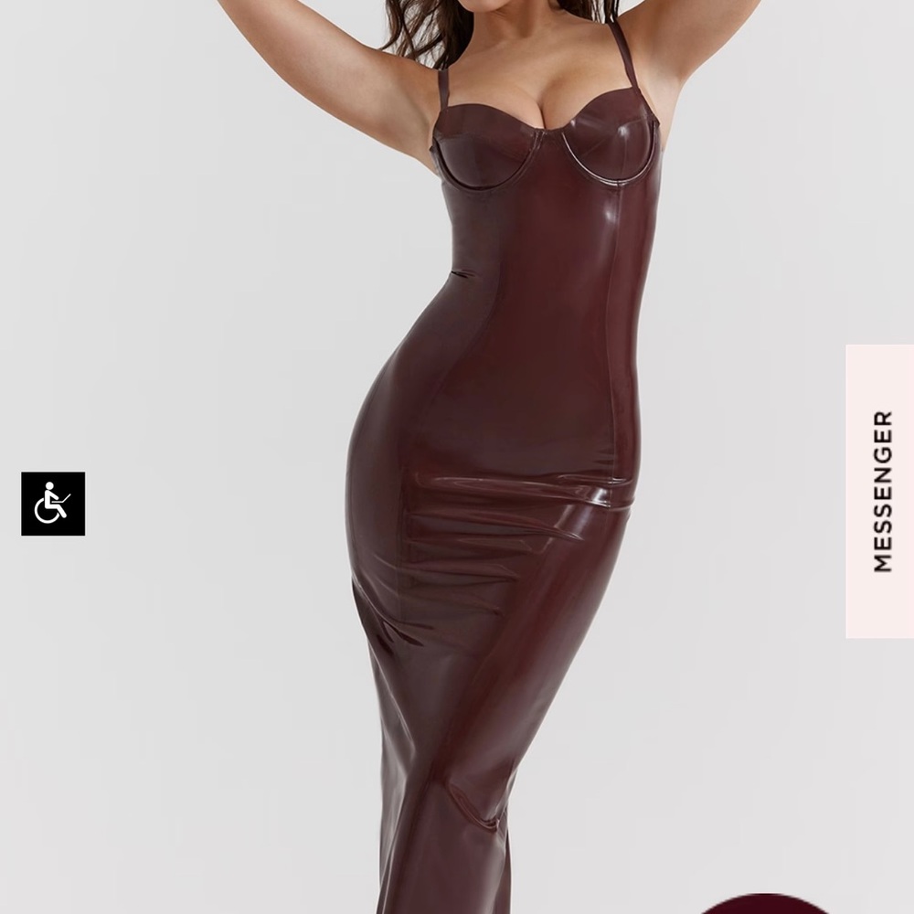 Elegant Brown Maxi Dress - Picture 3 of 9
